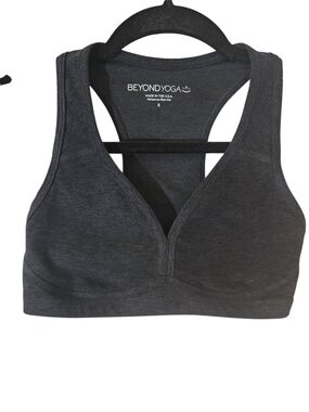 Beyond Yoga Lift Your Spirits Sports Bra Small Spacedye Gray Racerback Yoga